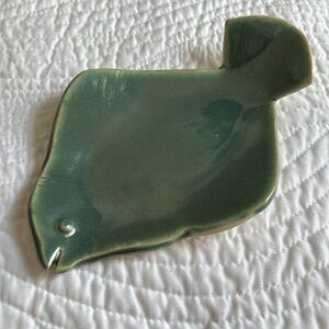 Fish Plate Pottery Dish or Wall Art watery green color whimsical ocean sea lake